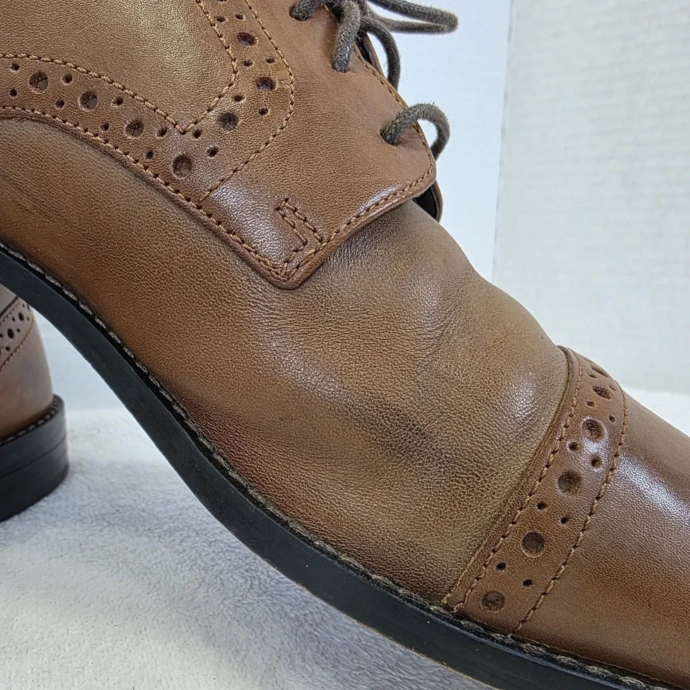 Stacy Adams Mens Brown Leather Cap Toe‎ Oxford Dress Shoes Size 9.5 M 24858